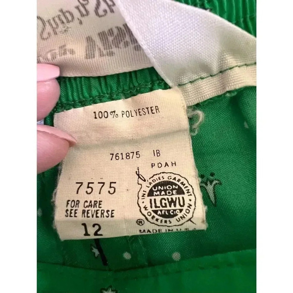 Vintage MCM inner visions green diamond print maxi skirt union made large - Picture 4 of 8